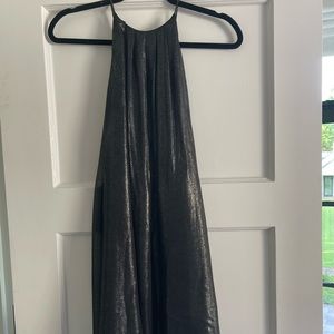 Lush Pleated Shift Dress in Shimmer Black